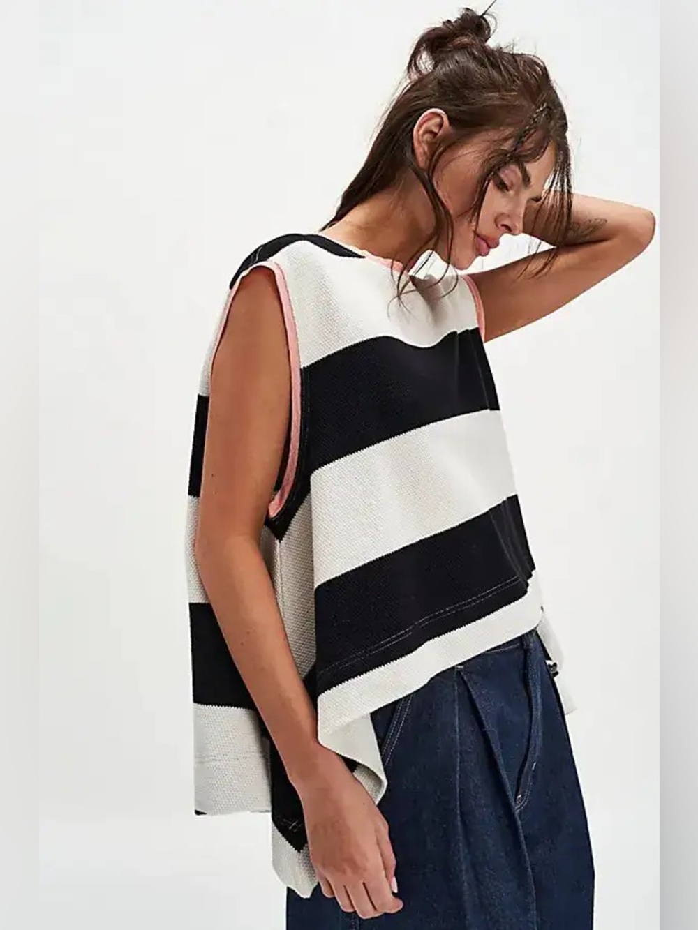 NWT FREE PEOPLE Walcott Sweatshirt | Black And White Combo MSRP $98